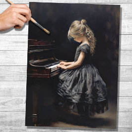 Little Girl Playing Piano 1 Decoupage Paper Seidenpapier