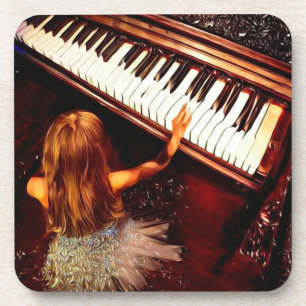 Little Girl Playing Piano Getränkeuntersetzer