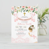 Little Girl Praying First Heilige Kommunion Einladung (Stehend Vorderseite)