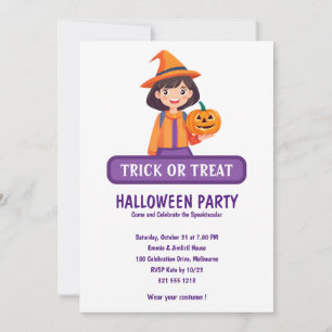 Little Girl Pumpkin Trick oder Treat Invasion Einladung
