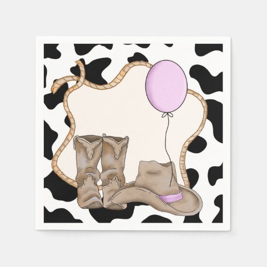 Little Girl Rodeo Geburtstag Napkins Serviette (Vorderseite)