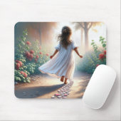 Little Girl Running On a Heart Path Mousepad (Mit Mouse)