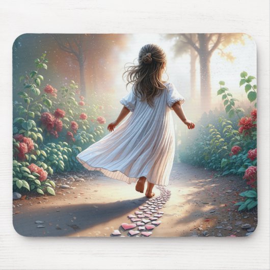 Little Girl Running On a Heart Path Mousepad (Vorne)