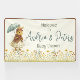 Little Girl Rustic Bunny Baby Dusche Banner