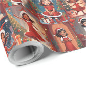 Little Girl Santa Helper Geschenkpapier (Rolleneckpunkt)
