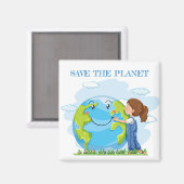 Little Girl Save the Planet Magnet (Vorderseite/Rückseite)