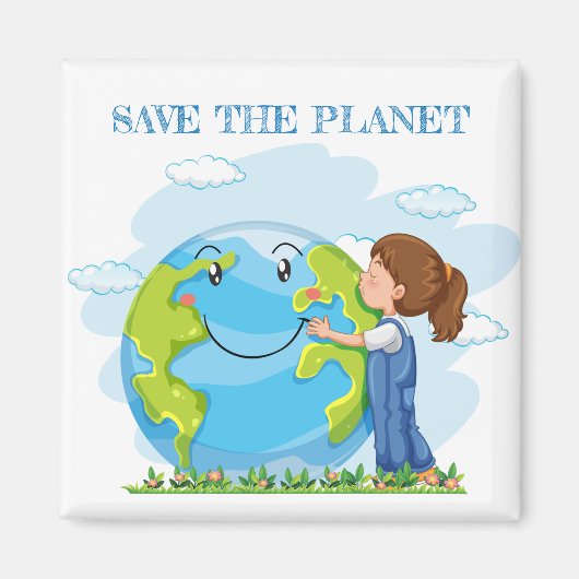 Little Girl Save the Planet Magnet (Vorne)