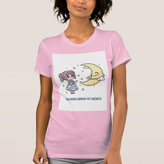 Little Girl Sharing Secrets With the Moon T-Shirt (Vorderseite)