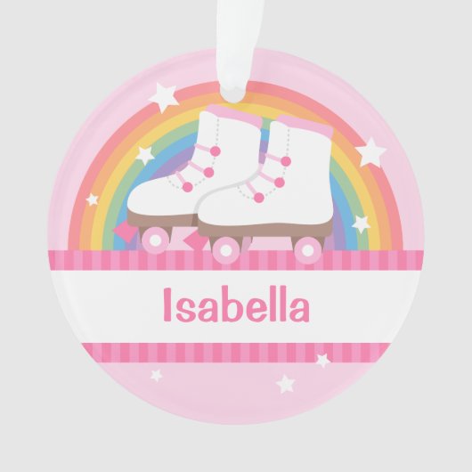 Little Girl Skater Rainbow and Stars Personalisier Ornament (Vorderseite)