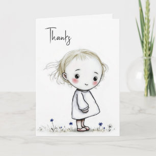 Little Girl Sketch Vielen Dank Karte