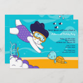 Little Girl Snorkeler Einladung (Vorne/Hinten)