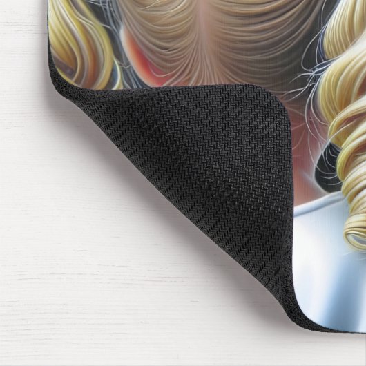 Little Girl Staring bei Old Lady in Mirror Mousepad (Ecke)