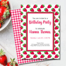 Little Girl Strawberry Muster Green Pink Geburtsta