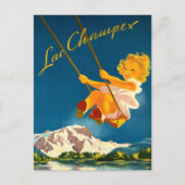 Little Girl Swing Over Lac Champex, Schweiz Postkarte (Vorderseite)