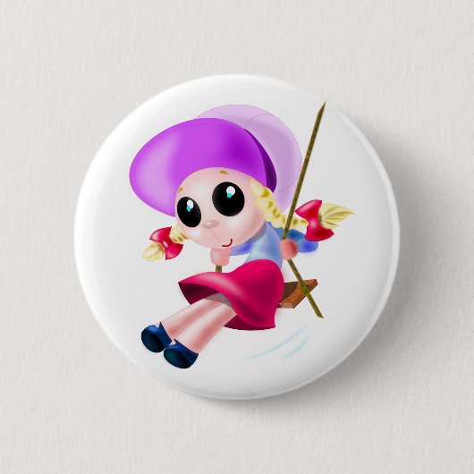 Little Girl Swinging - Happy Button (Vorderseite)