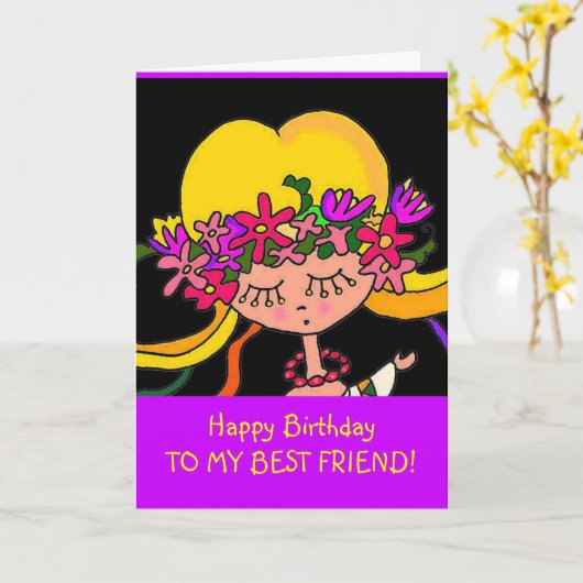 Little Girl Ukrainian Folk Art von Vera Trembach Karte (Gelbe Blume)