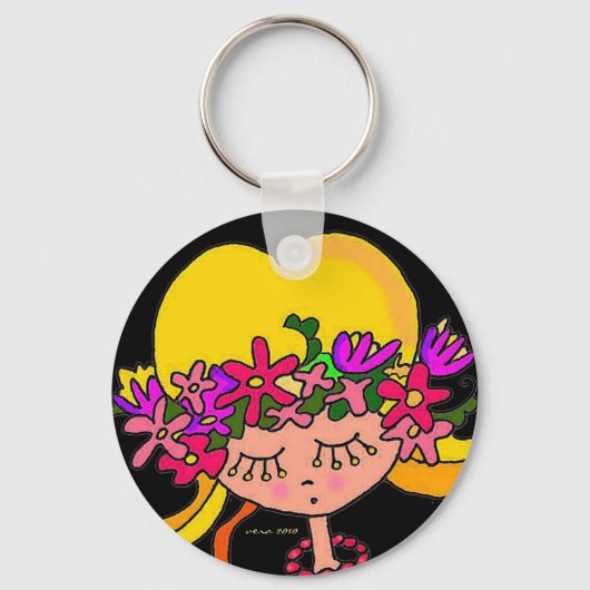 Little Girl Ukrainian Folk Art von Vera Trembach Schlüsselanhänger (Vorderseite)