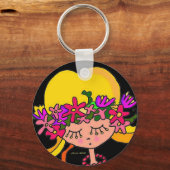 Little Girl Ukrainian Folk Art von Vera Trembach Schlüsselanhänger (Vorderseite)