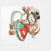 Little Girl umarmt ihren Schneemann Fleecedecke (Vorderseite (Horizontal))