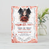 Little Girl Vampire Gothic Halloween Einladung (Stehend Vorderseite)