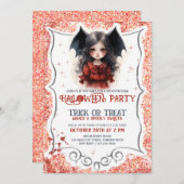 Little Girl Vampire Gothic Halloween Einladung (Vorne/Hinten)