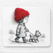Little Girl Walking Her Dog Mousepad (Vorne)