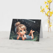 Little Girl Watching Star Karte (Gelbe Blume)