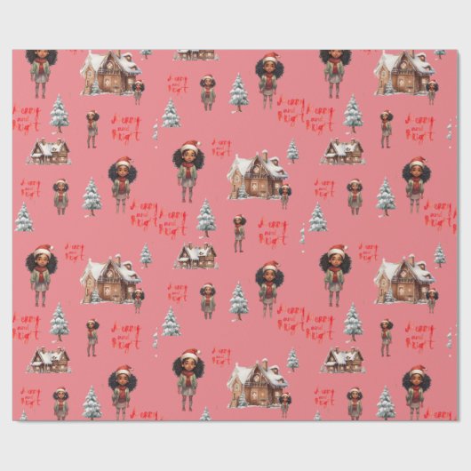 Little Girl Weihnachtsfeiertag Geschenkpapier (Flach)