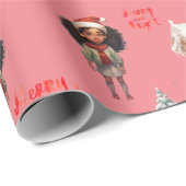Little Girl Weihnachtsfeiertag Geschenkpapier (Rolleneckpunkt)