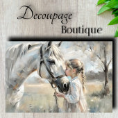 Little Girl White Horse Decoupage Seidenpapier