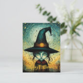 Little Girl Witch Hat Halloween Postkarte (Stehend Vorderseite)