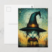 Little Girl Witch Hat Halloween Postkarte (Vorne/Hinten)