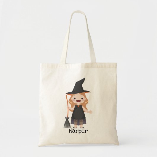 Little Girl Witch Trick oder Treat Bag | Halloween Tragetasche (Vorne)