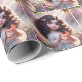 Little Girl with Fingers Forming a Heart Geschenkpapier (Rolleneckpunkt)