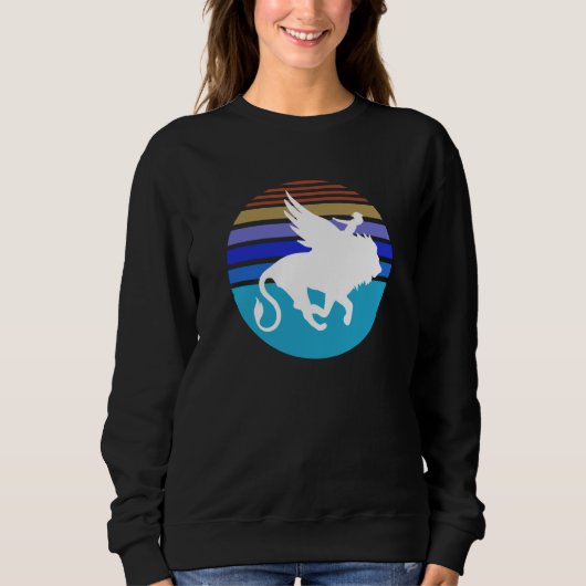Little Girl with her Wingled Lion imagination retr Sweatshirt (Vorderseite)