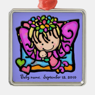 Little Girlie Engelsfee mit ihrem Baby Silbernes Ornament