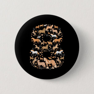 Little Girls 8 Jahre alt 8. Geburtstag Pferd Graph Button
