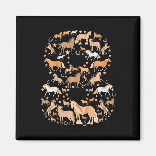 Little Girls 8 Jahre alt 8. Geburtstag Pferd Graph Magnet