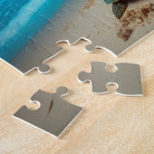 Little girls and a sea turtle building sandcastles puzzle (Seite)