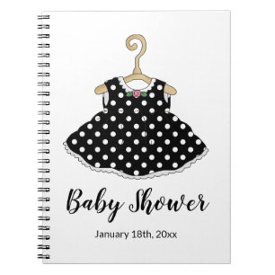 Little Girl's Black Polka Dot Dress Notebook Notizblock
