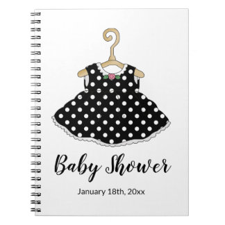 Little Girl's Black Polka Dot Dress Notebook Notizblock