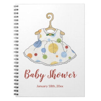 Little Girl's Dot Dress - Baby Shower Notebook Notizblock