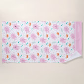 Little Girls Pink Ocean Qualle und Crab Pattern Strandtuch (Vorderseite)