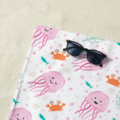 Little Girls Pink Ocean Qualle und Crab Pattern Strandtuch (Beispiel)