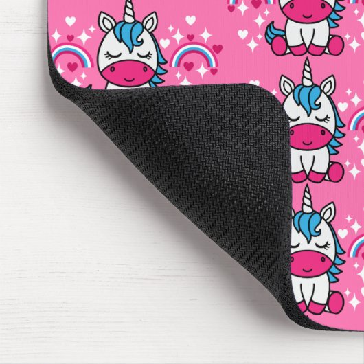 Little Girls Pink Unicorn Pony Mousepad (Ecke)