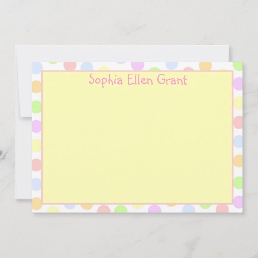 Little Girls Polka Dot Pastel Stationery Mitteilungskarte (Vorderseite)