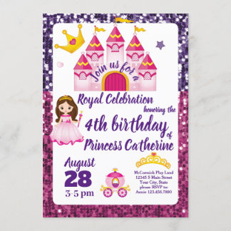 Little Girls Princess Castle Royal Geburtstagspart Einladung