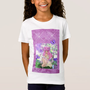 LIttle Girls Shirt mit PInk Hairs Young Girl Sit