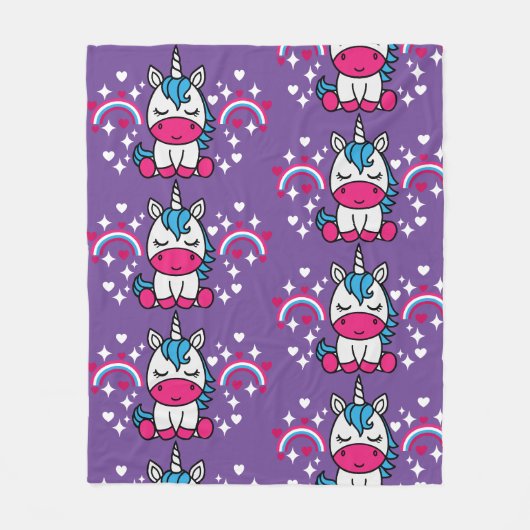Little Girls Unicorn Pony Fleecedecke (Vorderseite)