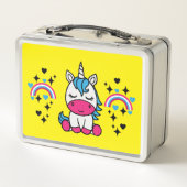 Little Girls Unicorn Pony Metall Brotdose (Rückseite)
